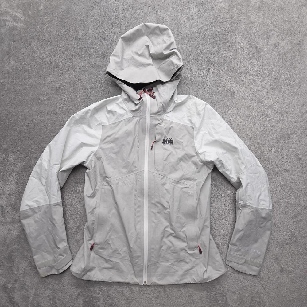 REI Co-op Jacket Womens S Gray Gore Hooded Tex Rain Coat Waterproof Lined